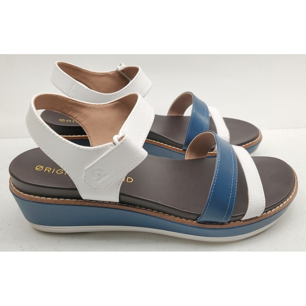 Cole Haan OG Peyton Platform Sandals W29839 White/Blue WN Teal Womens Size 8.5B